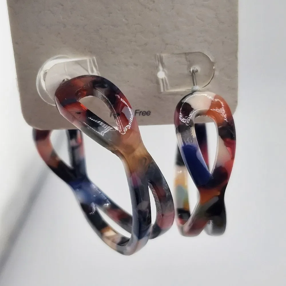 Nwt Maurices‎ Acrylic Multicolor Hoop Earrings